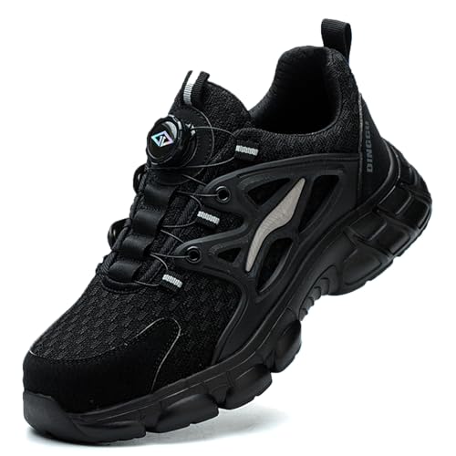 PENXZT Sicherheitsschuhe Herren Leicht Arbeitsschuhe Trends Drehknopf Anti-Smash und Anti-Punktur Sportliche Atmungsaktiv Stahlkappenschuhe,Schwarz,38 EU PENXZT Sicherheitsschuhe Herren Leicht Arbeitsschuhe Trends Drehknopf Anti-Smash und Anti-Punktur Sportliche Atmungsaktiv Stahlkappenschuhe,Schwarz,38 EU von PENXZT