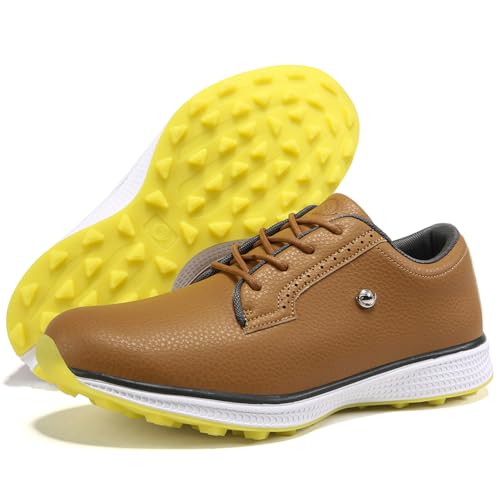 PENXZT wasserdichte Golfschuhe für Herren, Klassische Outdoor-Turnschuhe mit nagelloser Sohle und Spikeless-Golfschuhen,D,49 EU von PENXZT