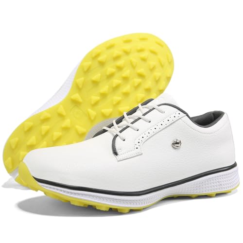 PENXZT wasserdichte Golfschuhe für Herren, Klassische Outdoor-Turnschuhe mit nagelloser Sohle und Spikeless-Golfschuhen,E,41 EU von PENXZT