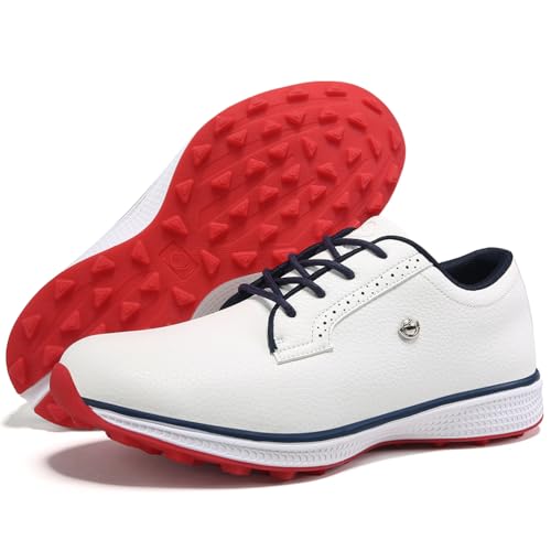 PENXZT wasserdichte Golfschuhe für Herren, Klassische Outdoor-Turnschuhe mit nagelloser Sohle und Spikeless-Golfschuhen,G,44.5 EU von PENXZT