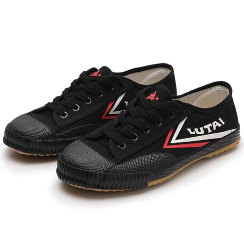 Unisex Tai-Chi Sneakers Wu SHU Kung Fu Schuhe Erwachsene Kinder Martial Arts Schuhe Mode Anti-Rutsch Canvas Trainer,Schwarz,43 EU von PENXZT