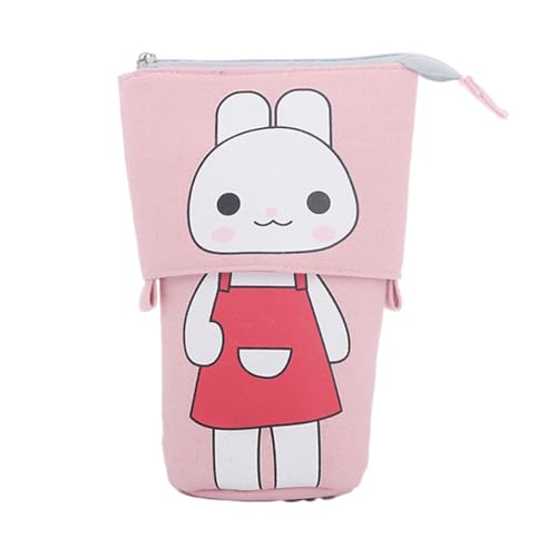 2-in-1 Schlampermäppchen und Stifteköcher, Federmäppchen Mädchen, Ständer Bleistifthalter, Federmäppchen Reißverschluss, Teleskopisch Mäppcheen, Stifteköcher für Teenager Schülerin, Rosa von PEOAVRU