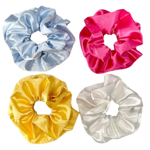 Große Satin-Haargummis für Damen und Mädchen, Größe XL, seidig, Jumbo-Haargummi für dickes, langes Haar, übergroße Haargummis（double layer） von PEONNYT