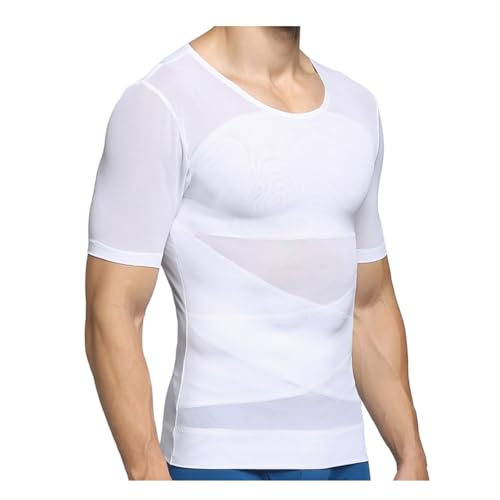 PEONNYT Bauchweg Tshirt Herren Kontrolle Körper Shaping Kompression Tanktop Abnehmen Unterhemden Shapewear Body Shaper,weiß,2XL von PEONNYT