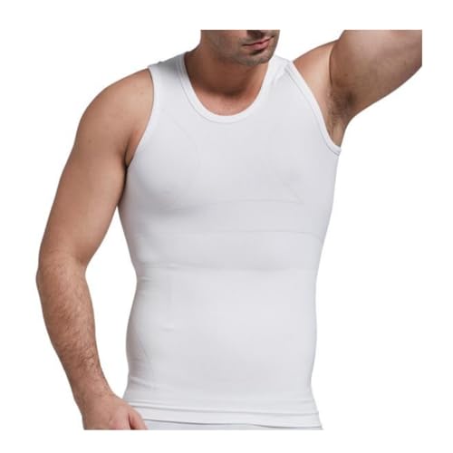 PEONNYT Nahtlose Kompressionsweste aus Bambuskohle Bauchweg Kontrolle Unterhemden Tanktop Herren Elastisch Shapewear,weiß,L von PEONNYT