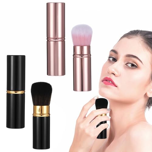 Make-up Puderpinsel 2 Stück Einziehbarer Rougepinsel Make-Up-Pinsel Puder Pinsel Kabuki-Puder-Make-Up-Pinsel Tragbare Kabuki Bürste Concealer Pinsel Rouge, Bronzer,Highlighter für Frauen von PEOVLVN