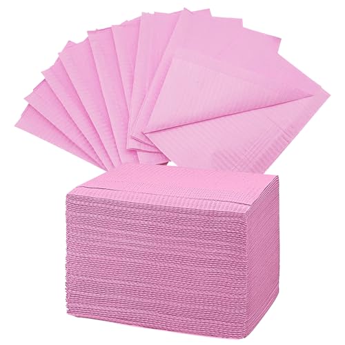 Dental Lätzchen - PEPAX 50 Stück Tattoo Dental Lätzchen 45,5 x 33 cm 3-lagige wasserdichte Tattoo Tischdecken Tablett Clean Pad Mehrzweck Rosa Tattoo Lätzchen von PEPAX