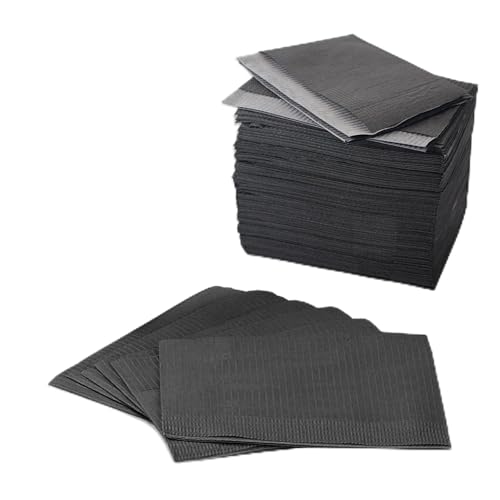 PEPAX Dental Lätzchen 125 Stück Tattoo Dental Lätzchen 45.5x33cm 3-lagige wasserdichte Tattoo-Tischabdeckungen Tablett sauberes Pad Mehrzweck schwarz Tattoo-Lätzchen von PEPAX