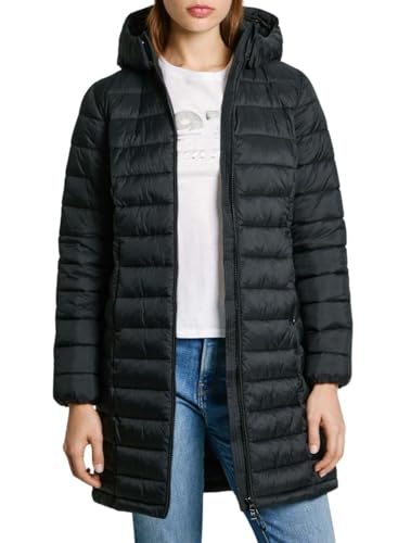 Pepe Jeans Damen Ammy Long Baby Jacke, Schwarz (Black), 38 von Pepe Jeans