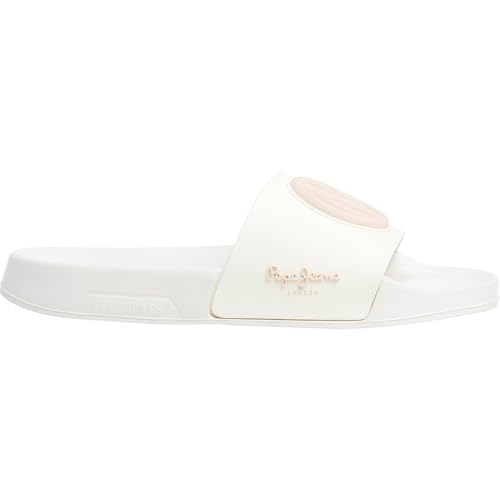 Pepe Jeans Damen Slider Brand W Schuhe, Beige Off Lace Beige, 38 EU von Pepe Jeans
