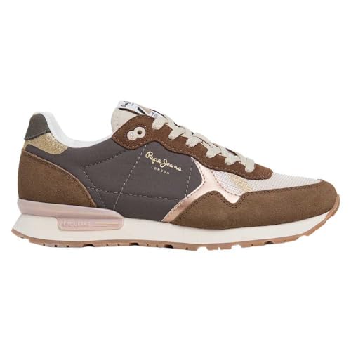 Pepe Jeans Damen Brit Mixt W Sneaker, Braun Messing Braun, 43 EU von Pepe Jeans
