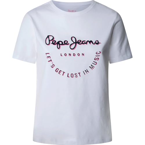 Pepe Jeans Damen Rumer T-Shirt, weiß, L von Pepe Jeans
