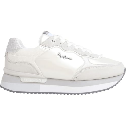 Pepe Jeans Damen Rusper Shine Sneak, White, 36 EU von Pepe Jeans