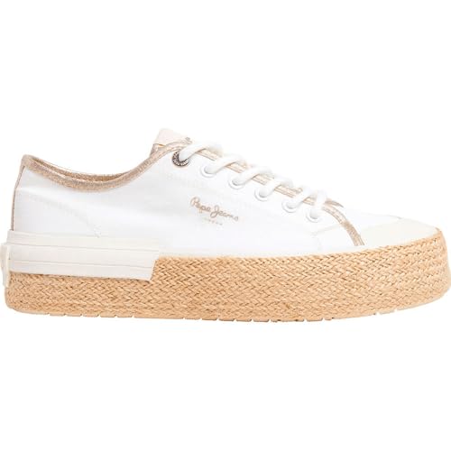 Pepe Jeans Damen Samoi Mix Sneak, White, 39 EU von Pepe Jeans