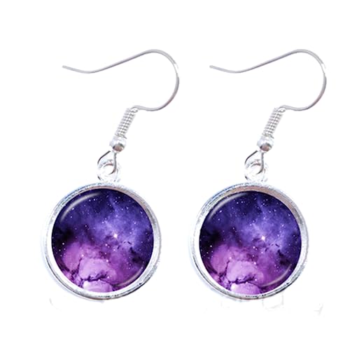 New Starry Outer Space Universe Art Pattern Glass Gem Earrings Pendant Galaxy Glass Moon Gift For Girl Friends von PEPIFY