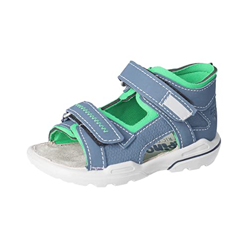 PEPINO Ricosta Jungen Sandalen BENTO,Kinderschuhe,WMS:Mittel,waschbar,offene schuhe,strandschuhe,halbschuhe,pavone/neongrün (140),22 EU von PEPINO