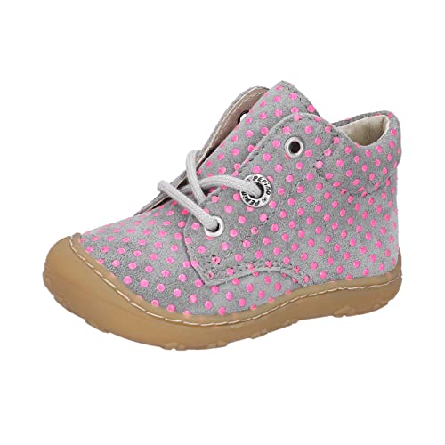 PEPINO Ricosta Mädchen Stiefel DOTS,Kinder Boots,WMS:Mittel,lose Einlage,schnürstiefel,Booties,Leder,Kids,Kinderschuhe,Graphit (450),24 EU von PEPINO