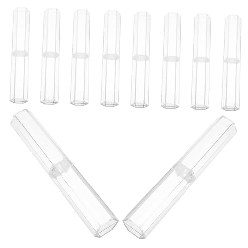 PEPLAYTAL 10 Stück Teiliges Transparentes Kunststoff Stifteetui Sechseckig Leichter Schreibgerätehalter Portable Federmäppchen für Schreibtisch und Geschenkverpackung Elegant und Praktisch von PEPLAYTAL