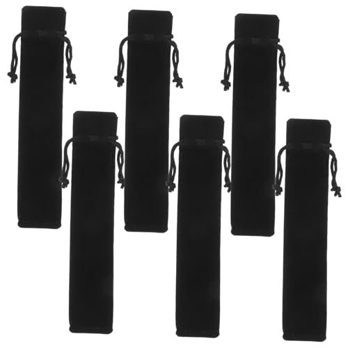 PEPLAYTAL 100 Stück Schwarze Samt Stiftetasche mit Kordelzug Samtweiche Hülle für Füllfederhalter und Bleistifte Vielseitiger Federmäppchen Organizer für Schule Büro Reise von PEPLAYTAL
