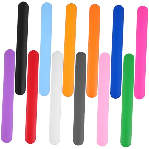 PEPLAYTAL 12 Stück Teiliges Bunte Silikon Slap Armbänder Komfortable Hautfreundliche Party Mitgebsel für Kindergeburtstag Praktische Geschenkhalter Vielseitige Farbauswahl Einfaches An von PEPLAYTAL