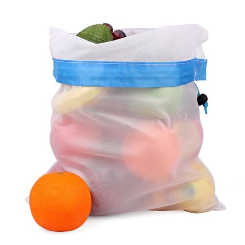 PEPLAYTAL 12 Stück Teiliges Mesh netzbeutel aus Polyester Wiederverwendbare Aufbewahrungstaschen für Obst Gemüse mit Zugband Robust und Vielseitig für Haushalt und Einkauf von PEPLAYTAL