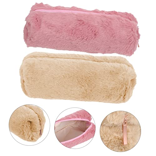 PEPLAYTAL 2 STÜCK Plüsch Federmäppchen Große Kapazität Pencil Case mit Verstärktem Reißverschluss Bleistift Mäppchen für Schüler Stifte Organizer Schreibwaren Aufbewahrung Beige von PEPLAYTAL