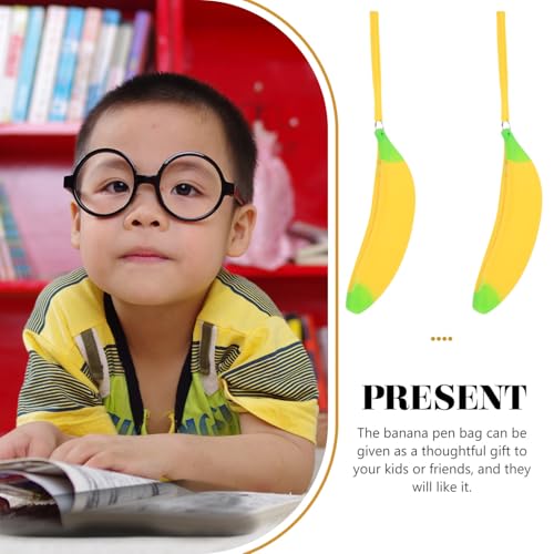 PEPLAYTAL 2 Stück Bananenförmiges Silikon Federmäppchen Große Kapazität Stifttasche für Mädchen Schüler Schreibwaren Aufbewahrung mit Praktischem Reißverschluss und Trageband Gelb von PEPLAYTAL