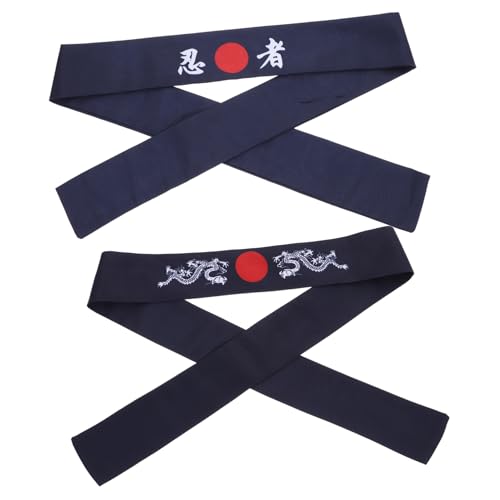PEPLAYTAL 2 Stück Japanisches Sportstirnbänder mit Drachen Design Verstellbar Schweißabsorbierend Vielseitig für Karate Laufen Kochen und Cosplay Langlebige Kopfbedeckung für Männer und von PEPLAYTAL