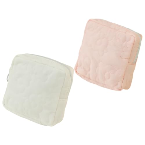 PEPLAYTAL 2 Stück Periodentasche Damen Hygienisch Tragbar Dekorative Aufbewahrungstasche für Binden Kompakt Leicht Reisegeeignet in Rosa von PEPLAYTAL