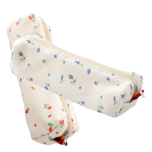 PEPLAYTAL 2 Stück Teiliges Mini Stiftetui mit Floralem Muster Tragbare Federtasche und Kosmetiktasche Leicht und Handlich für Schule Büro Reisen Geeignet für Schüler Studenten Damen und von PEPLAYTAL
