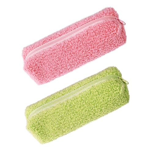 PEPLAYTAL 2 Stück Teiliges Plüsch Federmäppchen Weiches Kompaktes Kosmetik und Stifttasche Vielseitig Verwendbar Angenehmes Material für Mädchen und Bürobedarf Zufällige Zufällige Farbe von PEPLAYTAL