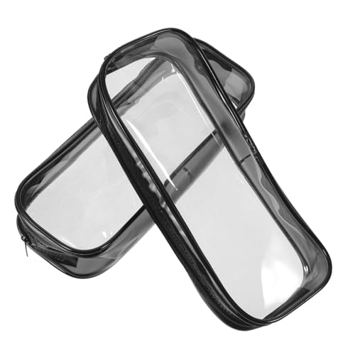 PEPLAYTAL 2 Stück Teiliges Stifttaschen aus Transparentem PVC mit Reißverschluss Große Kapazität Kratzfest Tragbar Vielseitig als Federmäppchen für Schüler Stifte und Make Up Pinsel von PEPLAYTAL
