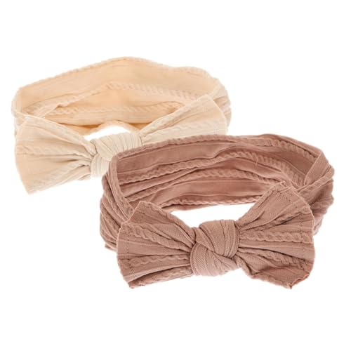 PEPLAYTAL 2 Stück Weiche Stirnbänder mit Schleifen Elastische Nylon Haarbänder für Neugeborene und Kleinkinder Bequeme Haarschmuck Accessoires für Mädchen für Geburtstage und Alltag von PEPLAYTAL