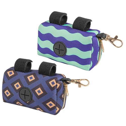 PEPLAYTAL 2 Stück Wickeltaschen Spender für Unterwegs Tragbarer Windelbeutelhalter in Lila und Wellenmuster Leichter Organizer zum Aufhängen Am Kinderwagen zur Babyhygiene Draußen von PEPLAYTAL