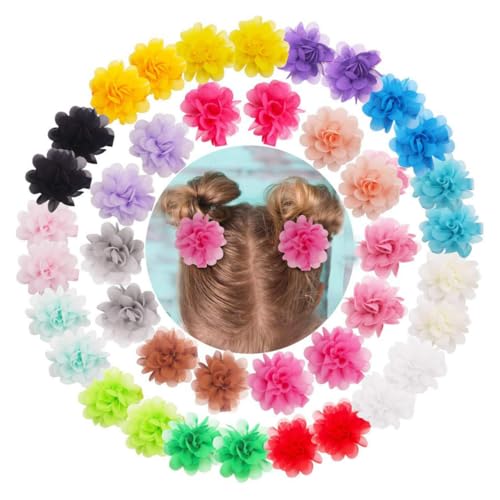 PEPLAYTAL 20 Stück Teiliges Chiffon Blumen Haarspangen für Mädchen Bunte Sichere Haarklammern für Kleinkinder Bequemes Tragen Vielseitig für Haare Kleidung und Accessoires für Partys und von PEPLAYTAL