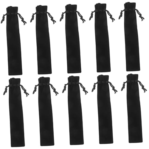 PEPLAYTAL 25 Stück Flanell Stiftemäppchen Schwarz Teilig Kordelzug Federmäppchen Pen Sleeve Schutzhülle Leicht und Tragbar für Schule Büro Student Schreibwaren Organizer von PEPLAYTAL