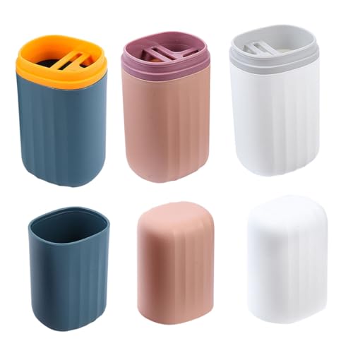 PEPLAYTAL 3 Stück Teiliges Reise zahnbürsten etui mit Becher Leichter Kompakter Waschbecher für Zuhause und Unterwegs Praktisch Verschließbar für Studenten und Zufällige Zufällige Farbe von PEPLAYTAL