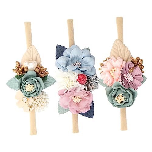 PEPLAYTAL 3 Stück Teiliges Stirnband Elastisch Blumenmuster Haarschmuck für Mädchen Komfortabel und Langlebig Niedliche Kopfbedeckung Passend zu Kleidern von PEPLAYTAL