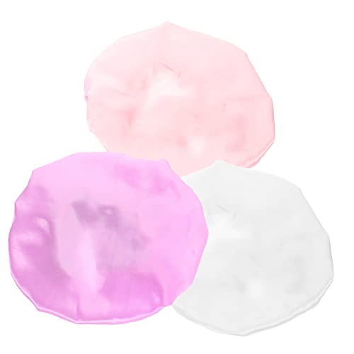 PEPLAYTAL 3 Stück aus Elastischem Satin Weiche Leichte Duschhauben mit Schleife Verstellbare Hauben für Mädchen zum Schlafen und Haare Schützen Passend für Fast alle Kopfgrößen von PEPLAYTAL
