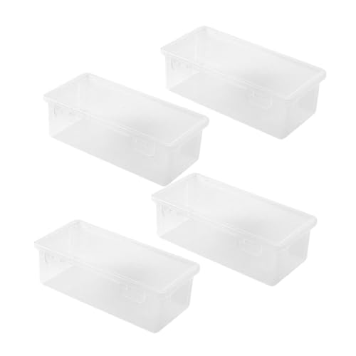 PEPLAYTAL 4 Stück Große Transparente Stapelbare Kunststoff Schreibwarenbox mit Schnappverschluss Teiliges Hoher Fassungsvermögen Stifte Organizer für Büro und Schule von PEPLAYTAL