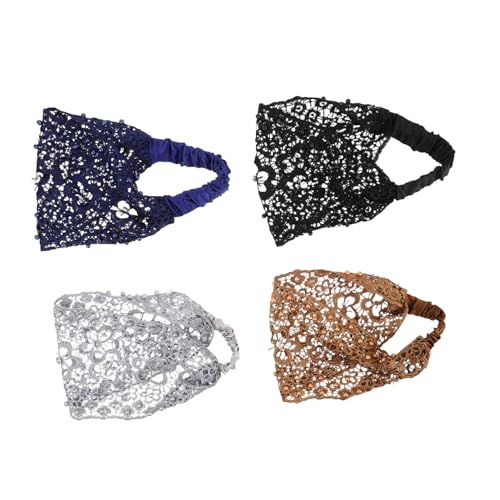 PEPLAYTAL 4 Stück Teiliges Damen Spitzenhaarband mit Breiter Passform und Eleganten Kunstperlen Elastisch und für Alltag Party und Vielseitige Anlässe Schonend zu Haar und Kopfhaut von PEPLAYTAL