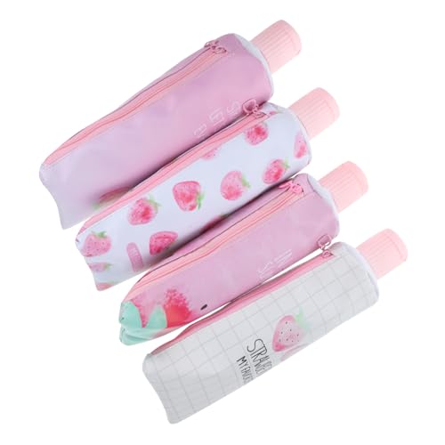 PEPLAYTAL 4 Stück Teiliges Pu Material Große Kapazität Süßes Mäppchen mit Reißverschluss für Frauen Multifunktionale Stifttasche im Zahnpasta Design von PEPLAYTAL