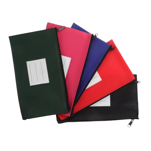 PEPLAYTAL 5 Stück Geldtaschen aus Strapazierfähigem PU Leder mit Reißverschluss Multifunktionaler Organizer für Quittungen Karten und Schreibwaren und Tragbar für Büro Zuhause und Reisen von PEPLAYTAL