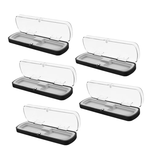 PEPLAYTAL 5 Stück Rechteckige Stifteetuis aus Bruchsicherem Kunststoff Transparentes Pen Case für Büro Schule und Zuhause Klarer Organizer zur Aufbewahrung von Kugelschreibern und von PEPLAYTAL