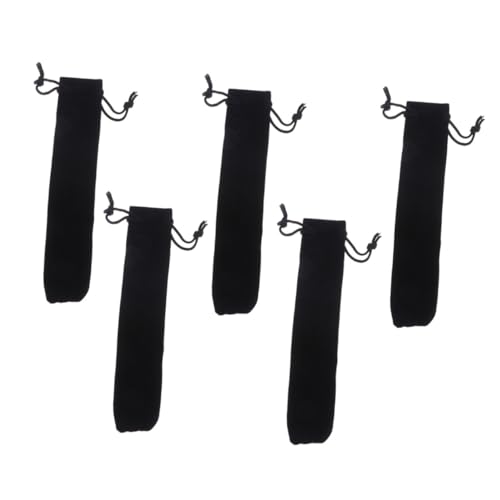 PEPLAYTAL 5 Stück Schwarze Stiftetuis aus Weichem Samt mit Kordelzug Einzelner Stiftehalter Leichte Mäppchen für Schule Büro Praktisches Geschenk für Stifte und Bleistifte von PEPLAYTAL