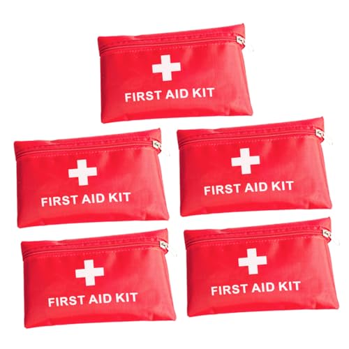 PEPLAYTAL 5 Stück Teiliges Mini Erste Organizer Tasche aus Oxford Kompakt Strapazierfähig Tragbar für Outdoor Reise Haushalt Notfall Rot von PEPLAYTAL