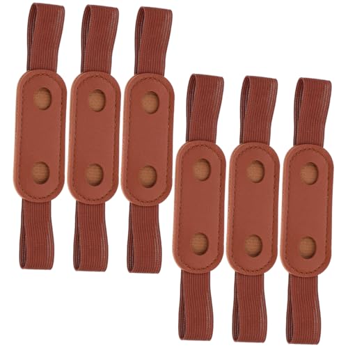 PEPLAYTAL 6 Stück Teiliges Elastische Stifttasche aus PU Leder Verstellbarer Stifthalter für Notizbücher Tagebücher Planer und Tablets Stabiles Federmäppchen für Einzelstifte Braun von PEPLAYTAL