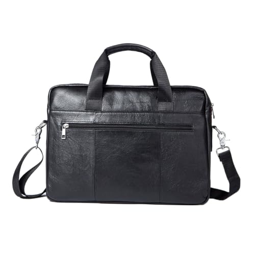 PEPLAYTAL Business Herren Aktentasche Große Kapazität Schultertasche aus Leder Multifunktionale Umhängetasche für Geschäftsreisen und Alltag Schwarz von PEPLAYTAL