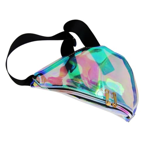 PEPLAYTAL Dazzle Waist Bag Damen Bauchtasche Verstellbar mit Reißverschluss Transparente PU Materialien Multifunktional für Sport Running Radfahren Reisen Strand Walking von PEPLAYTAL