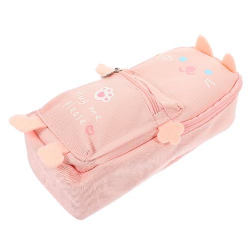 PEPLAYTAL Großes Federmäppchen mit Reißverschluss Große Kapazität Tragbar Canvas Mäppchen für Stifte Bleistifte Lineal Notizen Praktisches Schreibwaren Organizer für Schule und Büro Rosa von PEPLAYTAL